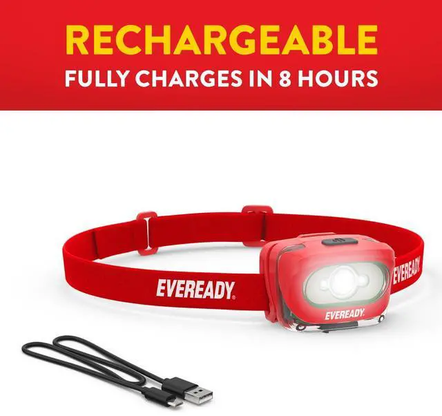 Alt view image 2 of 7 - Eveready X200 LED Rechargeable Headlamps (2-Pack), Super Bright IPX4 Water Resistant Head Lights for Running, Camping, Emergency, Outdoors (USB Cable Included)