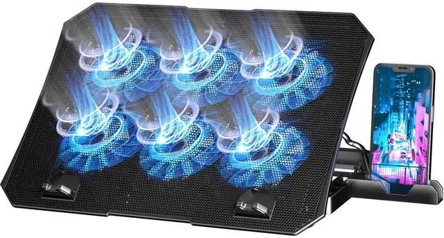 Main image of Laptop Cooling Pad for 12-15.6 Inch, 6 Cooler Fans with Blue Lights, Laptop Cooling Stand with 2 USB Ports (Blue)