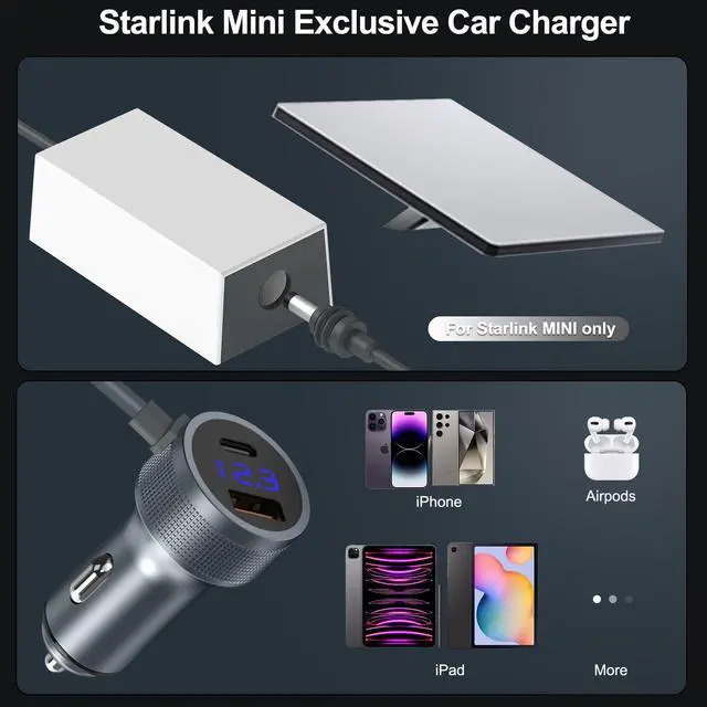 Alt view image 5 of 7 - Starlink Mini Car Adapter for DC Power Cable Accessories with 3 in 1 Cigarette Lighter Adapter,Starlink Mini Step Up Booster[12-36V Input,36V/1.67A Output] Compatible with Car, RV,Truck,Boat