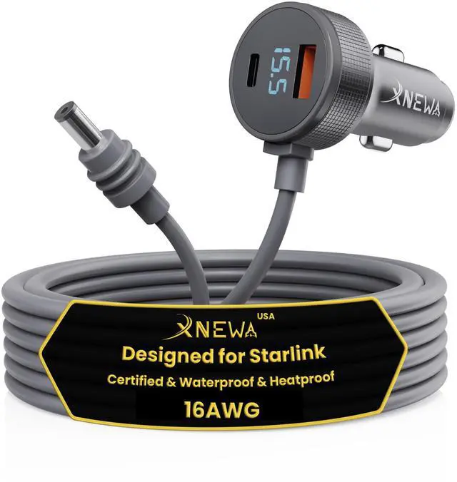 Main image of Starlink Mini Car Adapter & 3-1 DC Power Cable for Starlink, 12V-48V StarLink Mini Car Charger, Aviation Aluminum Shell, Ai Chip for Stable Power, Waterproof for Cars, Trucks, RVs & Boats (3M/10FT)