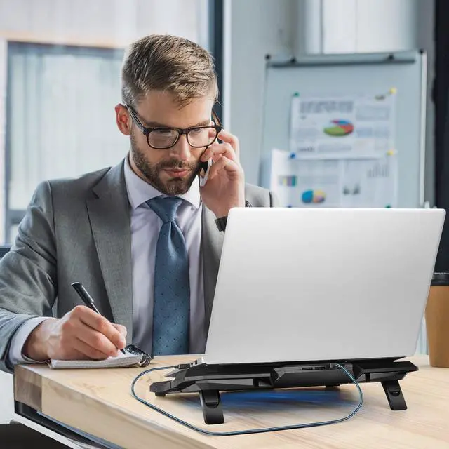 Alt view image 2 of 7 - Laptop Cooling Pad, Laptop Cooler with 6 Quiet Led Fans for 15.6-17 Inch Laptop Cooling Fan Stand, Portable Ultra Slim USB Powered Gaming Laptop Cooling Pad, Switch Control Fan Speed Function