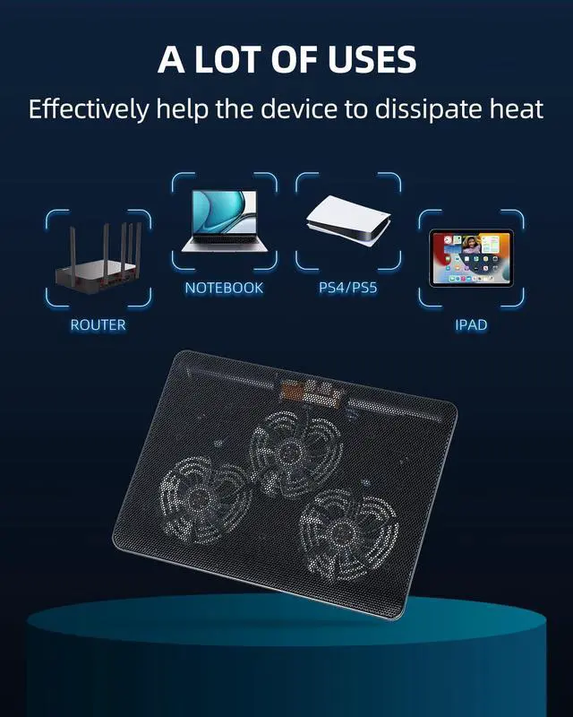 Alt view image 2 of 7 - 12"-17" Slim Laptop Cooling Pad - USB Powered [3 Fans]