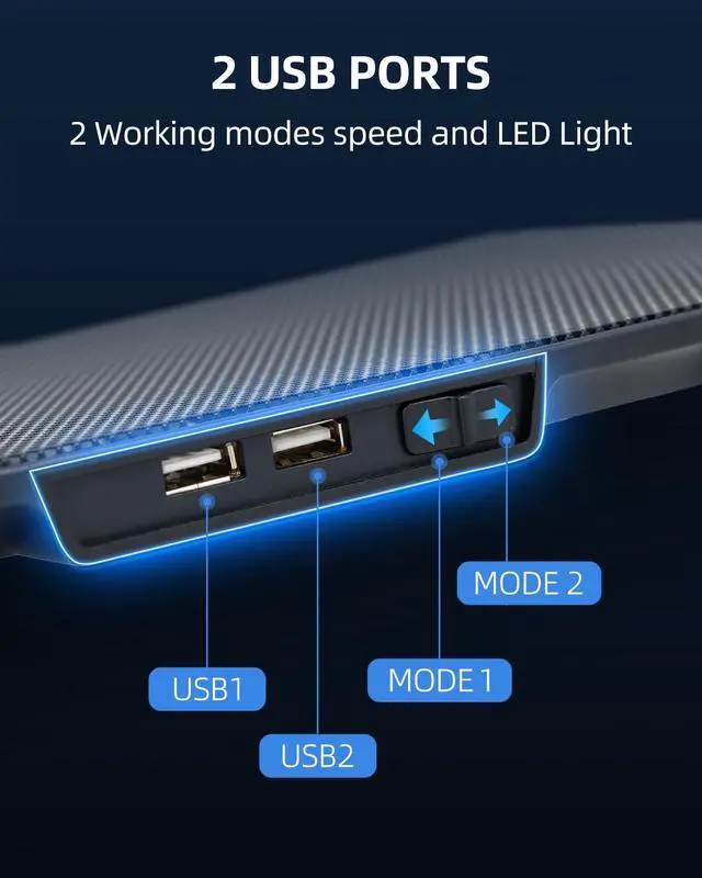 Alt view image 3 of 7 - 12"-17" Slim Laptop Cooling Pad - USB Powered [3 Fans]