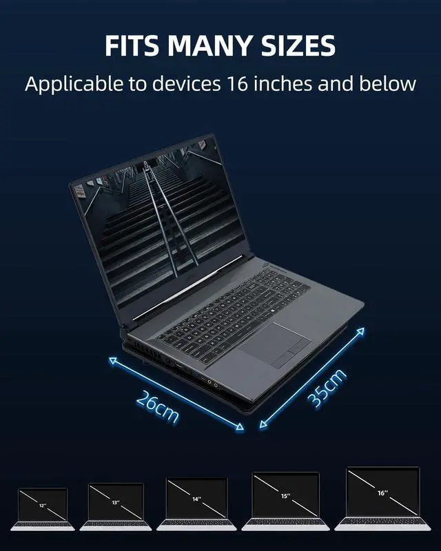 Alt view image 4 of 7 - 12"-17" Slim Laptop Cooling Pad - USB Powered [3 Fans]