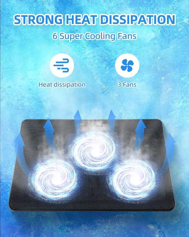 Alt view image 7 of 7 - 12"-17" Slim Laptop Cooling Pad - USB Powered [3 Fans]