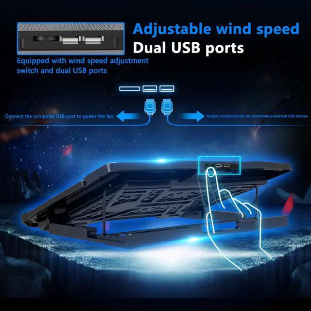 Alt view image 5 of 7 - Adjustable Laptop Stand with 6 Quiet Cooling Fans, Upgraded Laptop Cooler Cooling Pad, Aluminum Laptop Stand for Desk Foldable, Ergonomic Computer Notebook Stand Holder for All Laptops and Notebook