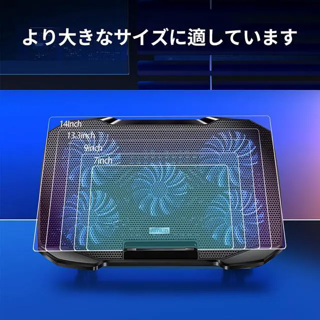 Alt view image 5 of 7 - AIMIUZI Laptop Cooling Pad Laptop Cooler Stand, Laptop Fan Cooling Pad for 12-15.6 Inch Laptop Notebooks, 5 Quiet Fans, 5 Angle Adjustable Laptop Cooling Stand (Black)