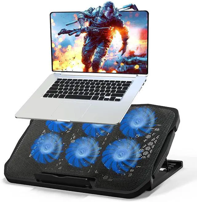Alt view image 7 of 7 - Adjustable Laptop Stand with 6 Quiet Cooling Fans, Upgraded Laptop Cooler Cooling Pad, Aluminum Laptop Stand for Desk Foldable, Ergonomic Computer Notebook Stand Holder for All Laptops and Notebook