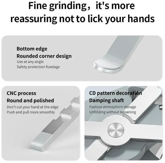 Alt view image 5 of 6 - Mayten Laptop Stand with Cooling Fans, Aluminum Foldable and Portable Laptop Holder for Desk, Ventilated Cooling Notebook Stand with Low-Noise Fans for All 10-17 Notebook Computer-with Light-Silver