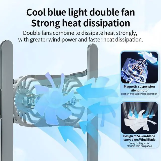 Alt view image 6 of 6 - Mayten Laptop Stand with Cooling Fans, Aluminum Foldable and Portable Laptop Holder for Desk, Ventilated Cooling Notebook Stand with Low-Noise Fans for All 10-17 Notebook Computer-with Light-Silver