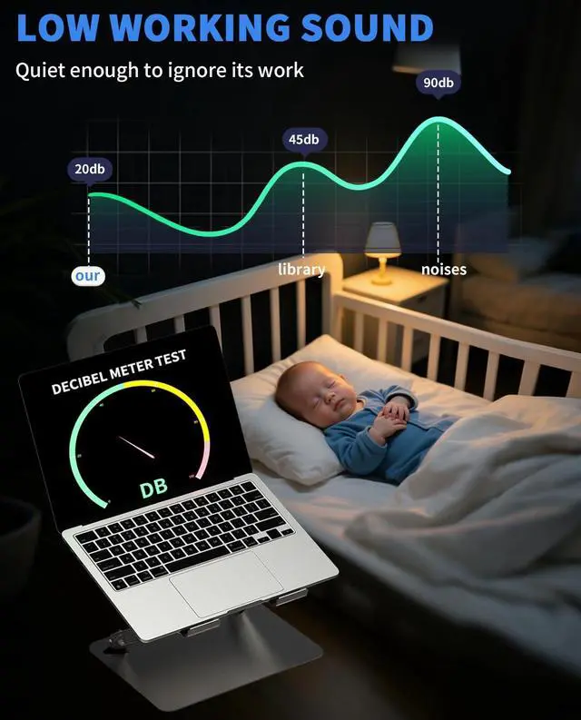Alt view image 6 of 7 - SOUNDANCE Laptop Cooling Pad with Upgrade Low-Noise Fan and 3.0 USB Hubs, Ventilated Laptop Cooler Prevent Overheating, Adjustable Ergonomic Laptop Stand Support Up to 16 Gaming Notebook Computer