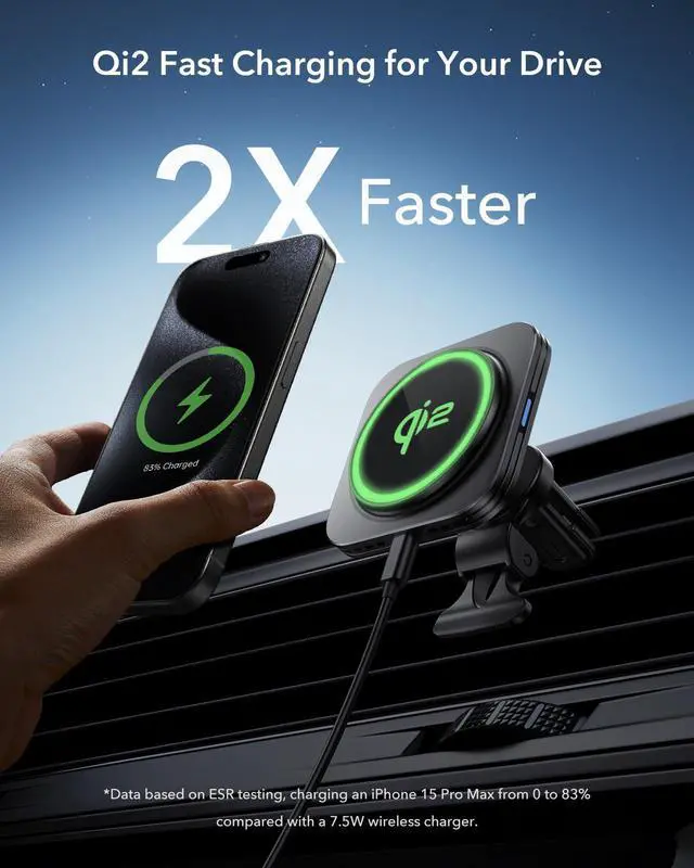 Alt view image 5 of 7 - for iPhone 15 Pro Case and Qi2 15W MagSafe Car Mount Charger, Qi2-Certified MagSafe Car Charger, Air Vent/Dashboard Magnetic Wireless Car Charger, Car Phone Holder Mount for iPhone 15 Pro