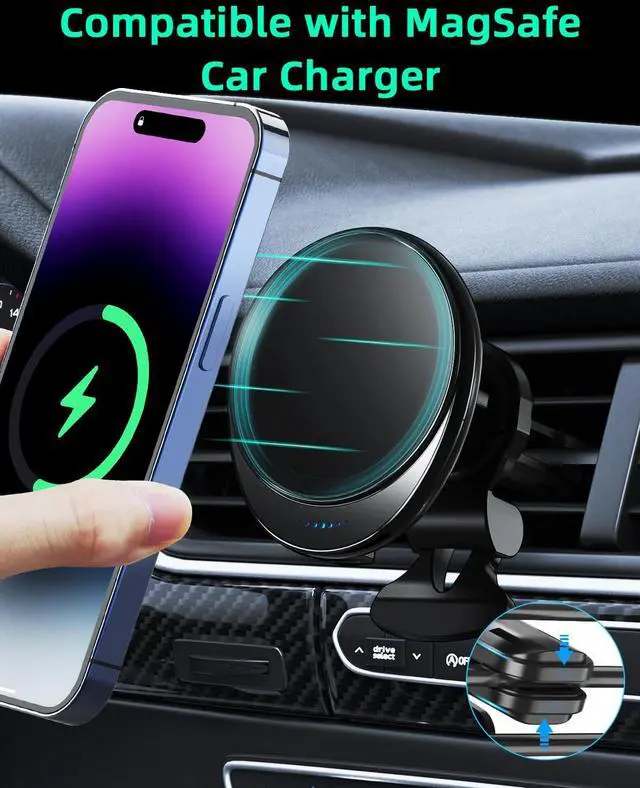 Alt view image 2 of 6 - for 15W MagSafe Car Mount Charger - 15W Magnetic Fast Charging Auto-Alignment Air Vent Mount | Compatible with iPhone 16/15/14/13/12 Series