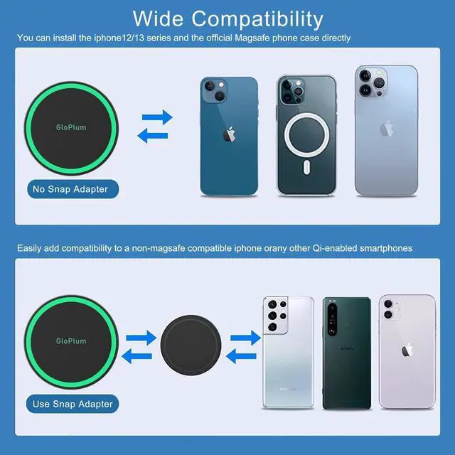 Alt view image 7 of 7 - Magnetic Wireless Car Charger Mount Compatible with Magsafe iPhone 15/ iPhone 14/iPhone 13, Fast Charging Air Vent Magnet Accessories Car Phone Holder