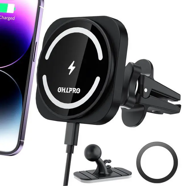 Main image of OHLPRO for Magsafe Car Charger for Women Men, Magnetic Wireless Car Mount for iPhone 17 Pro Max, 16/15 Series, 15W Fast Charging Phone Holder Vent and Dashboard