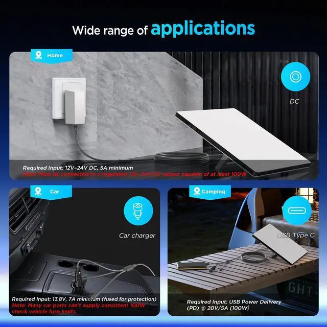 Alt view image 3 of 7 - Hugener 3 in 1 Starlink Mini Cable 10FT/ 3M, High-Speed USB C/Car Charger/DC to DC Replacement Cable for Starlink Mini Power, Waterproof Extension Power Cable Accessories