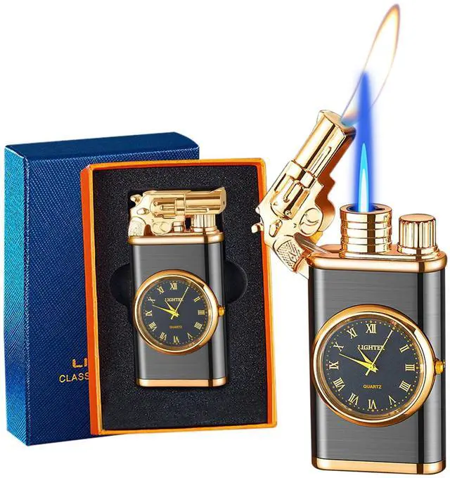 Main image of Torch Lighter, Exquisite Relief Dual Flame - Windproof Adjustable Jet Flame and Soft Flame, Refillable Butane Lighter for Candle, BBQ, Kitchen, Camping (Without Butane)-Black G