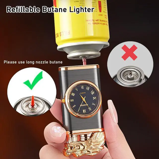 Alt view image 3 of 7 - Torch Lighter, Exquisite Relief Dual Flame - Windproof Adjustable Jet Flame and Soft Flame, Refillable Butane Lighter for Candle, BBQ, Kitchen, Camping (Without Butane)-Black G