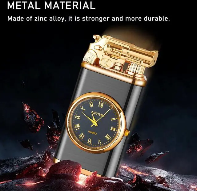 Alt view image 7 of 7 - Torch Lighter, Exquisite Relief Dual Flame - Windproof Adjustable Jet Flame and Soft Flame, Refillable Butane Lighter for Candle, BBQ, Kitchen, Camping (Without Butane)-Black G