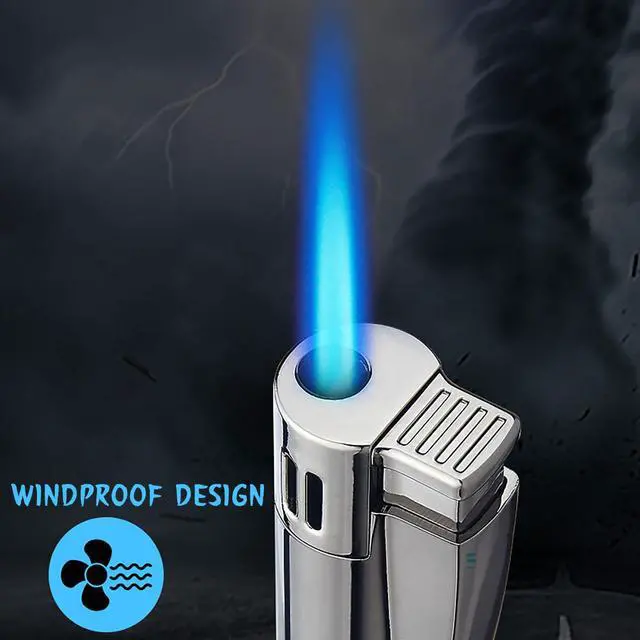 Alt view image 4 of 7 - KAIEOMGN Butane Torch Lighter, Adjustable Pocket Windproof Jet Flame Lighter for Candles Camping Barbecue Kitchen (No Gas) (Color Ice)