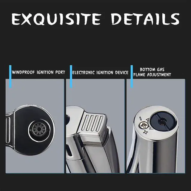 Alt view image 5 of 7 - KAIEOMGN Butane Torch Lighter, Adjustable Pocket Windproof Jet Flame Lighter for Candles Camping Barbecue Kitchen (No Gas) (Color Ice)