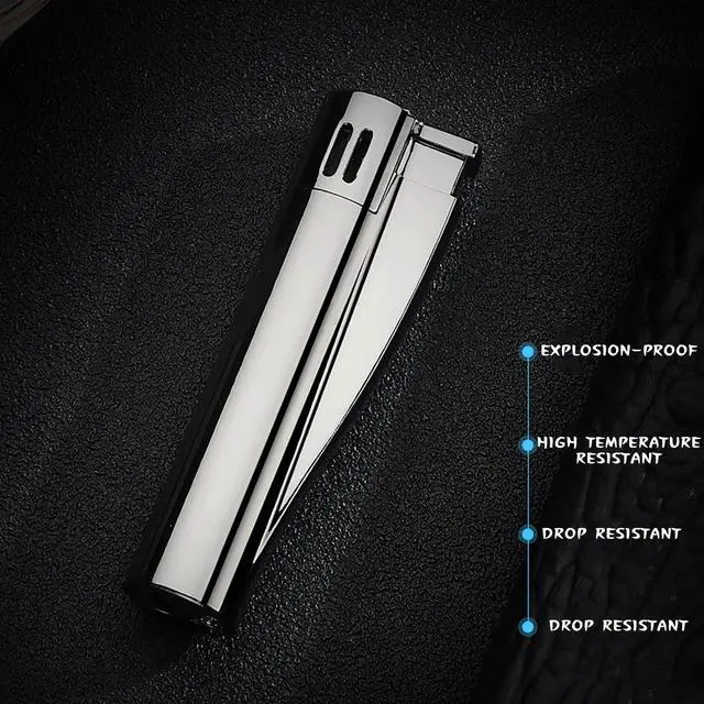 Alt view image 6 of 7 - KAIEOMGN Butane Torch Lighter, Adjustable Pocket Windproof Jet Flame Lighter for Candles Camping Barbecue Kitchen (No Gas) (Color Ice)