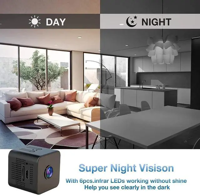 Alt view image 4 of 6 - METRICSQUARE 1080P Spy Camera WiFi Camera Hidden Home Security Nanny Cam with Phone App Control Mini Small Cam Night Vision Motion Detection Video Recording