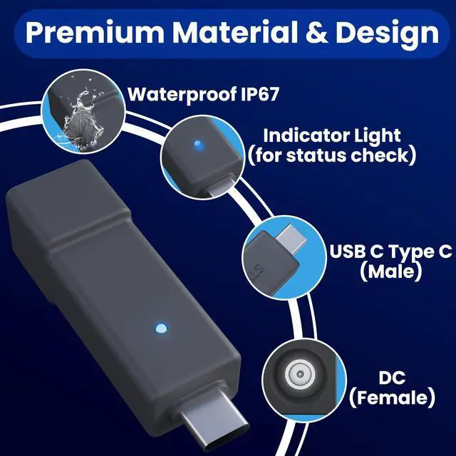 Alt view image 4 of 7 - Starlink Mini Cable Adapter, USB C to DC Adapter Power Cable Adapter for Starlink Mini, USB C Male to DC Female for Power Cord Work with 20V/65W, 20V/100W, 28V/140W PD Power Source