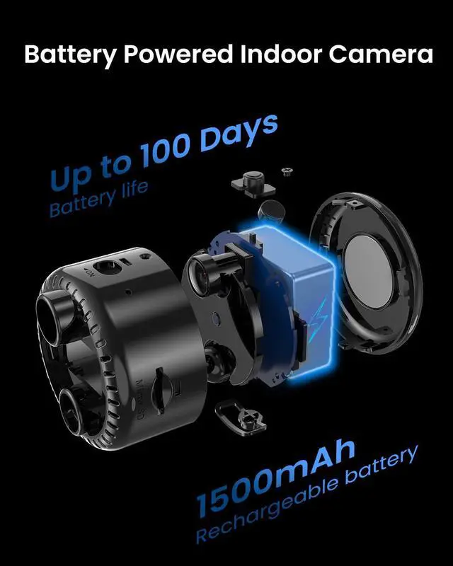 Alt view image 6 of 7 - VIDCASTIVE 4K Mini WiFi Indoor Camera Wireless Nanny Cam with Night Vision, AI Motion Detection, Long Battery Life, Cloud & SD Storage