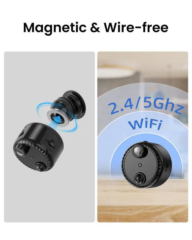 Alt view image 3 of 7 - VIDCASTIVE 4K Mini WiFi Indoor Camera Wireless Nanny Cam with Night Vision, AI Motion Detection, Long Battery Life, Cloud & SD Storage