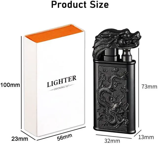 Alt view image 6 of 7 - Torch Lighter, Cool Relief Dragon Dual Flame - Windproof Adjustable Jet Flame and Soft Flame, Refillable Butane Lighter for Gift, Candle, BBQ, Kitchen, Camping (Without Butane)-Black