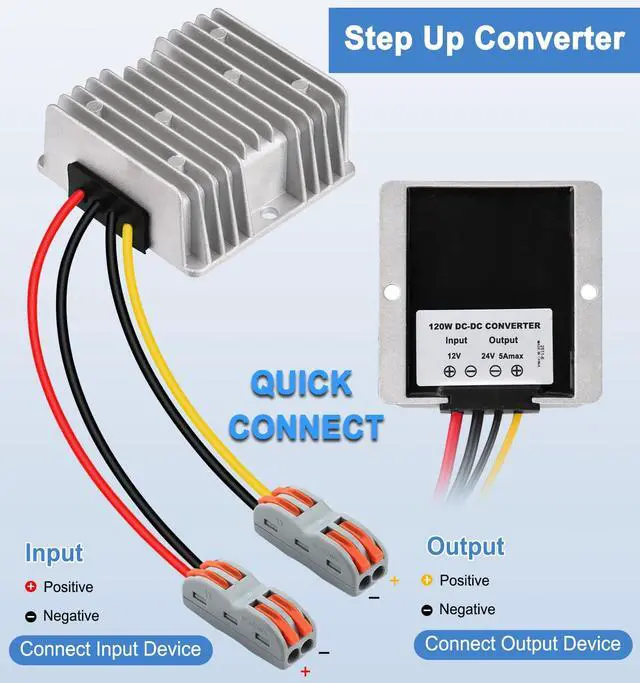 Alt view image 6 of 7 - KEHIPI 12V to 24V Boost Converter 5A 120W DC 12V to 24V Step Up Converter Voltage Regulator Transformer for Golf Carts, Solar System, RV, LED Lights