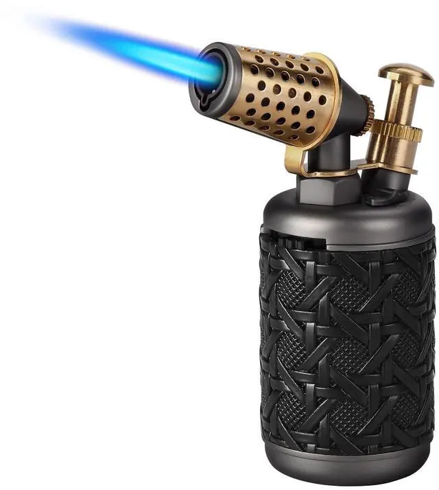 Main image of Butane Torch Lighter, Adjustable Refillable Torch Lighters with Safety Lock, Windproof Butane Torch, Antique Lighters with Punch, Blue Jet Flame Cooking Torch for Kitchen/BBQ/Candle/Camping (No Gas)