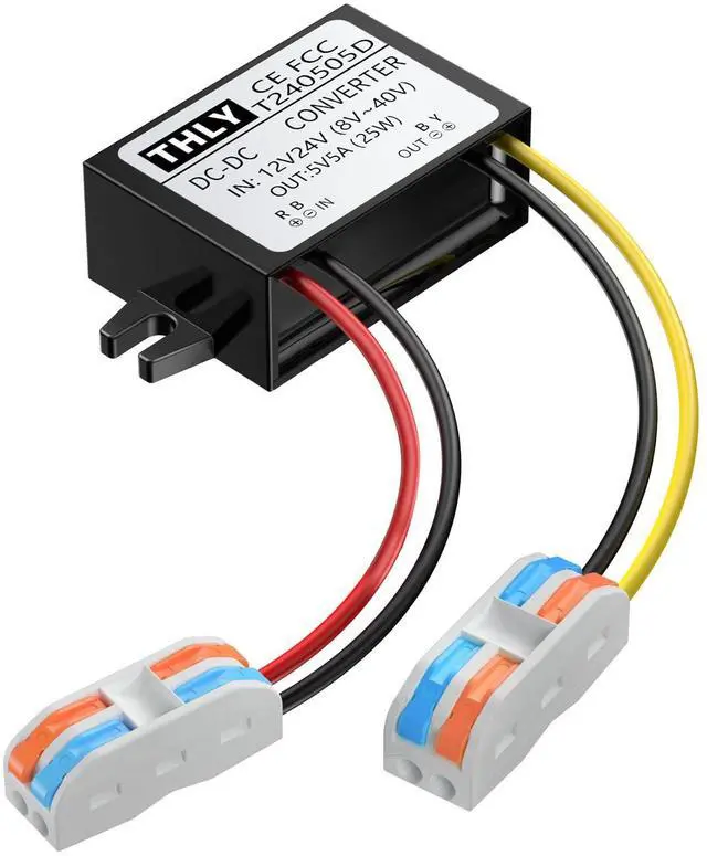 Main image of 12V to 5V Step Down Converter 5A 25W with Wire Terminal Block, More safe 24V to 5V DC Converter, Buck Converter 12V to 5V for Truck Vehicle Boat System (Accept DC 8-40V Inputs)