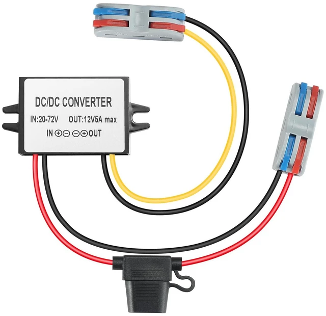 Main image of 5A 60W DC-DC 20V-72V to 12V Step Down Converter with Fuse 20V-72V to 12V Buck Converter Voltage Reducer Regulator Waterproof Transformer for Golf Cart CNC Equipment RV Accessories