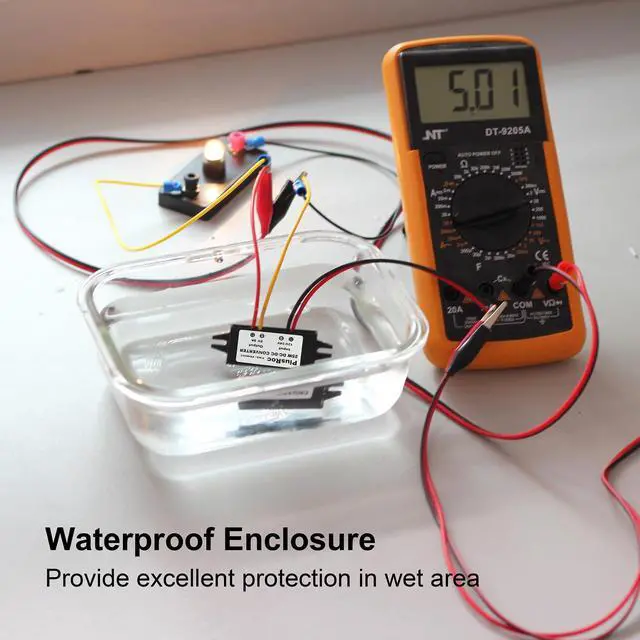 Alt view image 3 of 6 - 2-Pack Waterproof DC 12V/24V to 5V 5A Buck Converter, Open Wire | Stable 5V/5A Output, Waterproof Sealed Enclosure, Built-in Multi-Protection, For Automotive & DIY Electronics Projects