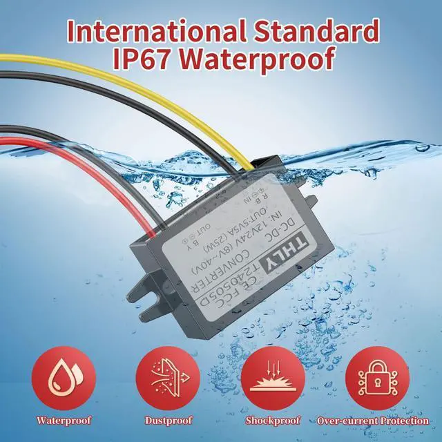 Alt view image 5 of 7 - 12V to 5V Step Down Converter 5A 25W with Wire Terminal Block, More safe 24V to 5V DC Converter, Buck Converter 12V to 5V for Truck Vehicle Boat System (Accept DC 8-40V Inputs)