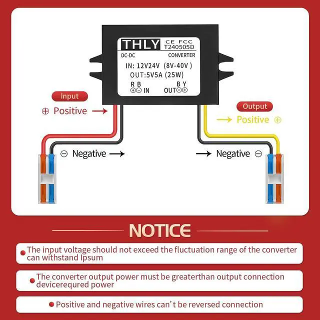 Alt view image 6 of 7 - 12V to 5V Step Down Converter 5A 25W with Wire Terminal Block, More safe 24V to 5V DC Converter, Buck Converter 12V to 5V for Truck Vehicle Boat System (Accept DC 8-40V Inputs)
