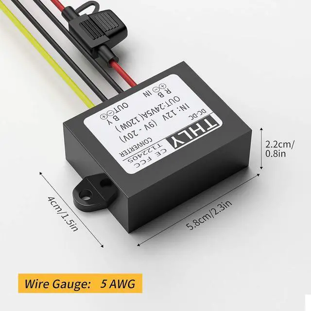Alt view image 3 of 7 - 12V to 24V Voltage Converter, DC Boost Converter 5A 120W Step Up Transformer with Fuse Waterproof Transformer 12v for Golf Cart LED Light Motor Truck Vehicle Boat etc.