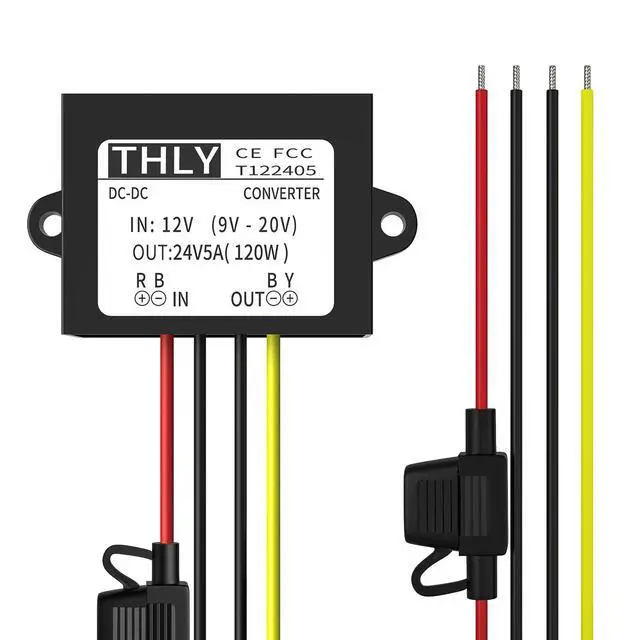 Alt view image 4 of 7 - 12V to 24V Voltage Converter, DC Boost Converter 5A 120W Step Up Transformer with Fuse Waterproof Transformer 12v for Golf Cart LED Light Motor Truck Vehicle Boat etc.