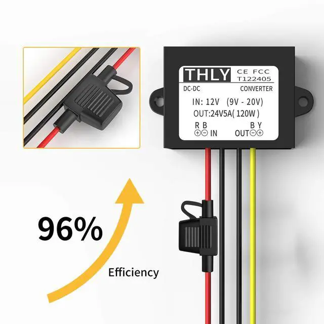 Alt view image 6 of 7 - 12V to 24V Voltage Converter, DC Boost Converter 5A 120W Step Up Transformer with Fuse Waterproof Transformer 12v for Golf Cart LED Light Motor Truck Vehicle Boat etc.