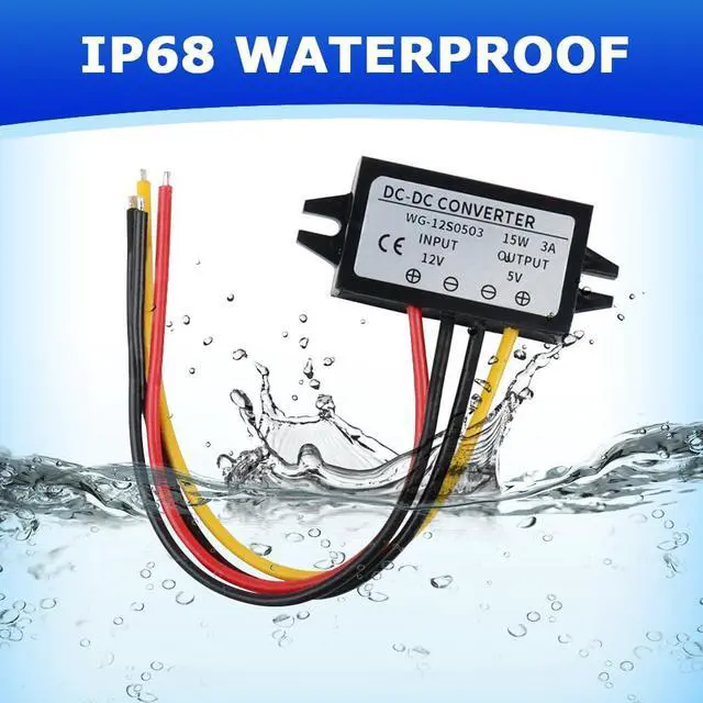 Alt view image 3 of 6 - 2Pcs 12/24V to 5V 5A 25W DC-DC Step Down Converter, Power Supply Adapter Compatible with Solar Panel, Waterproof Voltage Regulator Car Charging Transformation