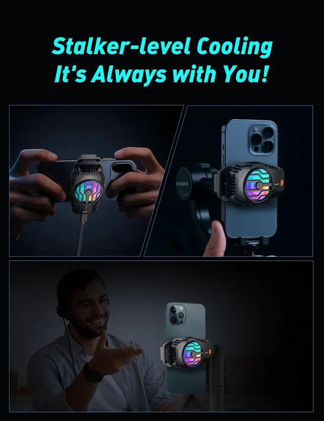 Alt view image 7 of 7 - SURILEHEGE Cell Phone Cooler for Gaming, Mobile Phone Cooling Fan Radiator for iPhone Android Smartphone Live Streaming