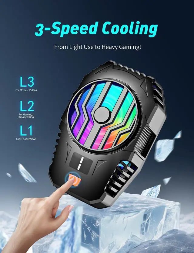 Alt view image 6 of 7 - SURILEHEGE Cell Phone Cooler for Gaming, Mobile Phone Cooling Fan Radiator for iPhone Android Smartphone Live Streaming