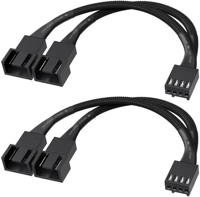 Main image of Cable Matters 2-Pack 2 Way 4 Pin PWM Fan Splitter Cable - 4 Inches, PC Fan Splitter 1 to 2 Converter, PC PWM Extension Cable