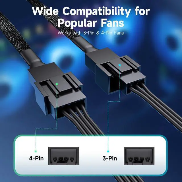 Alt view image 5 of 7 - Cable Matters 2-Pack 2 Way 4 Pin PWM Fan Splitter Cable - 4 Inches, PC Fan Splitter 1 to 2 Converter, PC PWM Extension Cable