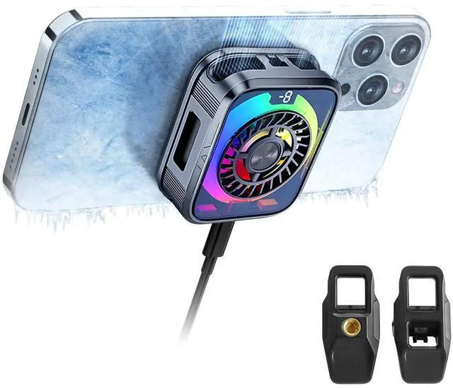 Main image of Magnetic Cell Phone Cooler with Clip, Semiconductor Mobile Phone Cooling Fan Radiator Type-C Wired with Temperature Display, Compatible with iPhone/Android/Tablet/IPad for Gaming, Live Streaming