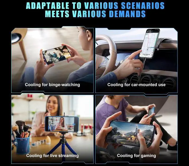 Alt view image 4 of 7 - Magnetic Cell Phone Cooler with Clip, Semiconductor Mobile Phone Cooling Fan Radiator Type-C Wired with Temperature Display, Compatible with iPhone/Android/Tablet/IPad for Gaming, Live Streaming