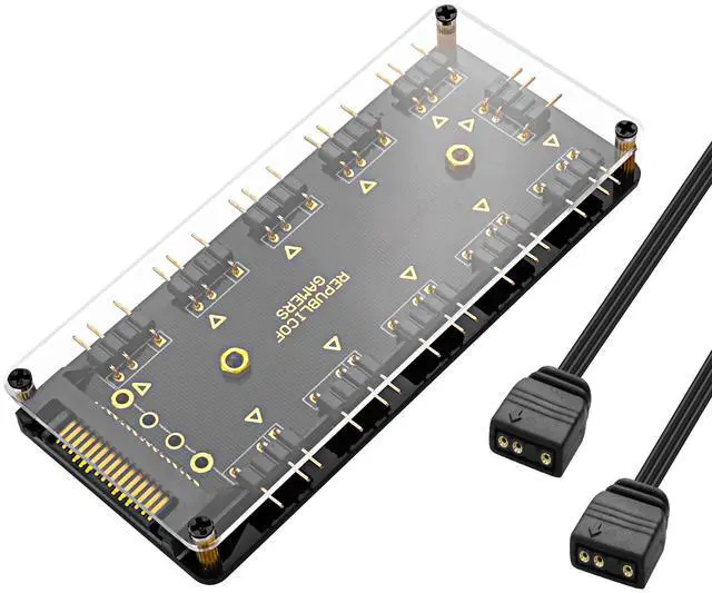 Main image of MEIRIYFA 5V 3PIN ARGB Splitter HUB,1 to 10 Way LED Fan HUB Controller with 50CM Extension Cord/SATA Power Extension Cable Adapter for PC ARGB Fan Cooler