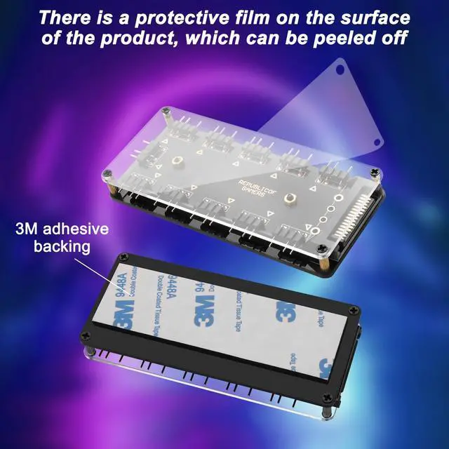 Alt view image 2 of 7 - MEIRIYFA 5V 3PIN ARGB Splitter HUB,1 to 10 Way LED Fan HUB Controller with 50CM Extension Cord/SATA Power Extension Cable Adapter for PC ARGB Fan Cooler